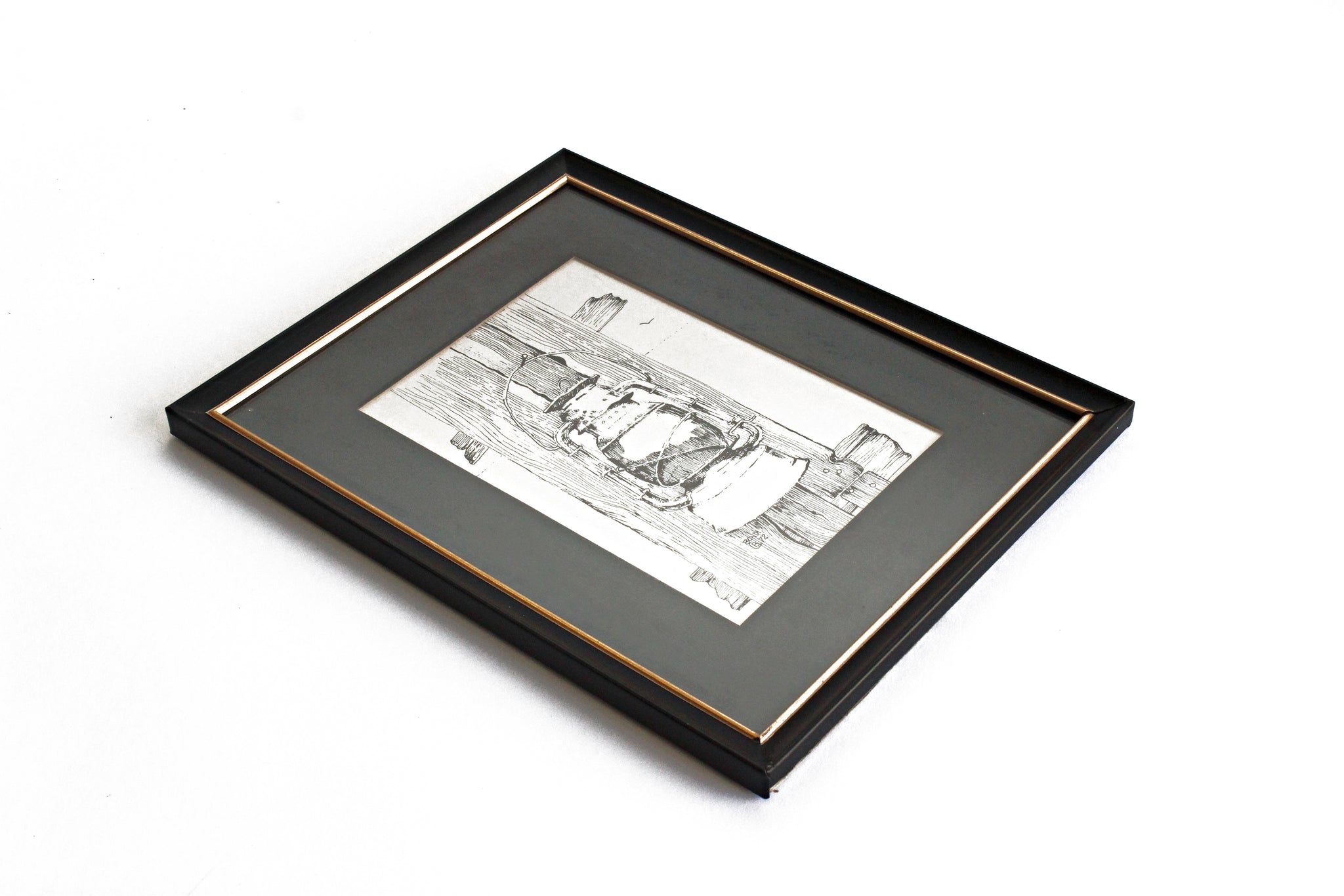 Original Pen & Ink Drawing, 1970's Framed Artwork