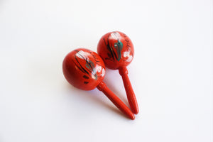 Mexican Maracas, Vintage Hand Painted Shaker