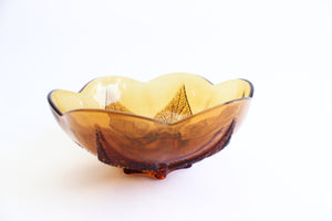 Amber Glass Bowl, Small Vintage Serving Bowl