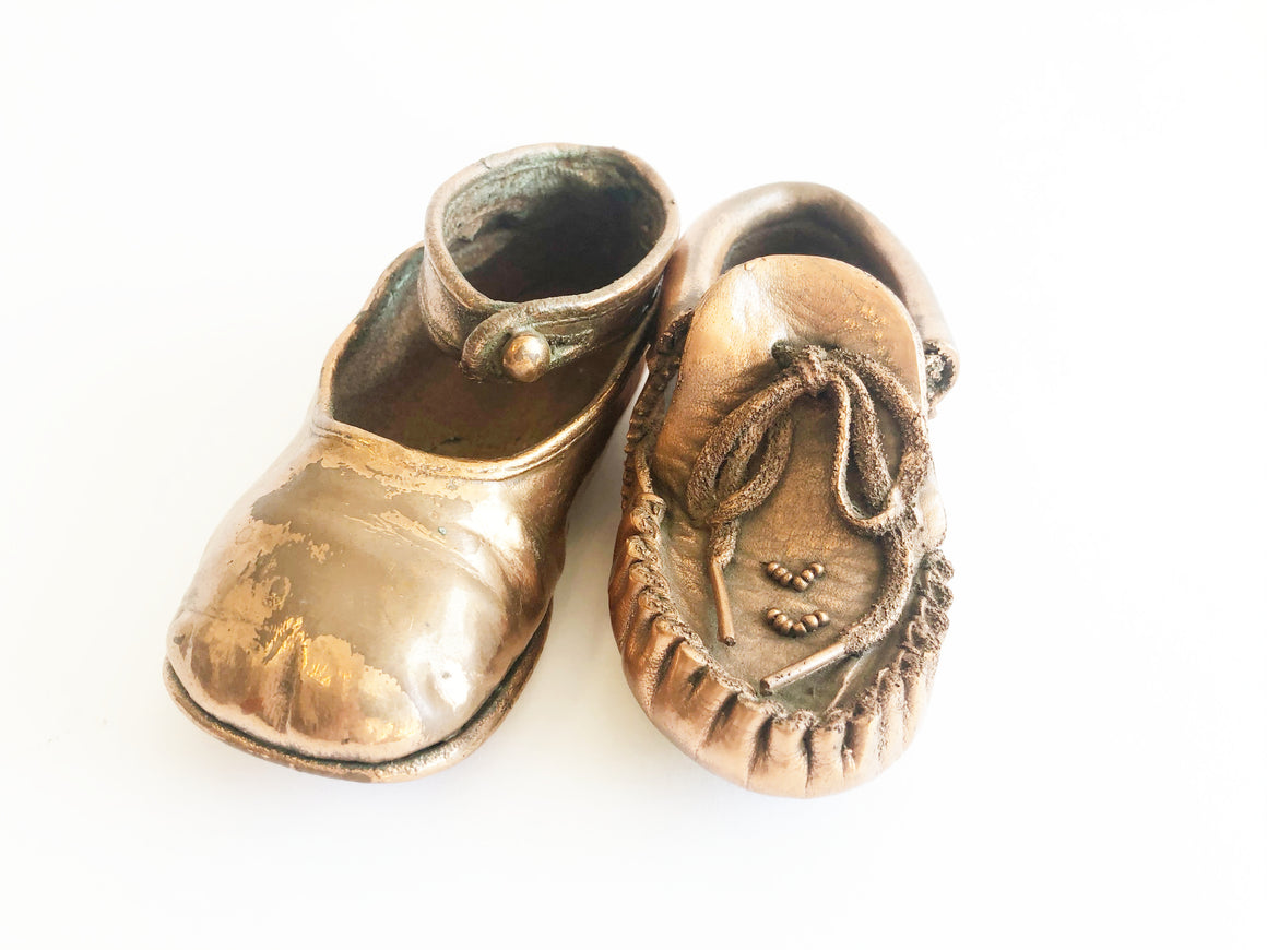 Vintage Bronzed Baby Shoes, Reserved for howittxdenise