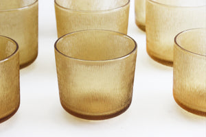 Yellow Drinking Glasses, Amber Glass Water Tumblers, Vintage Glassware