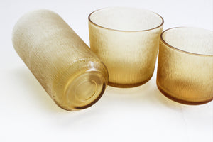 Yellow Drinking Glasses, Amber Glass Water Tumblers, Vintage Glassware