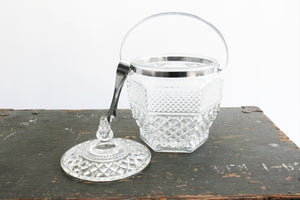 Mid Century Glass Ice Bucket, Vintage Glass Ice Container