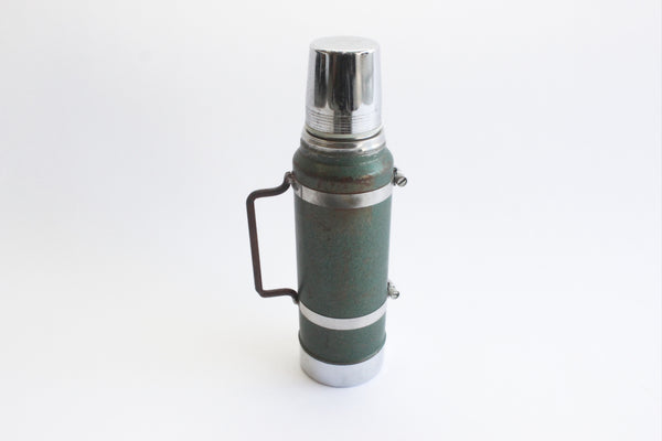 Green Metal Aladdin Stanley Thermos, Vintage Camping Gear