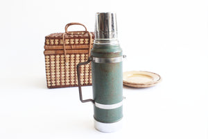 Green Metal Aladdin Stanley Thermos, Vintage Camping Gear