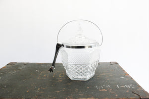 Mid Century Glass Ice Bucket, Vintage Glass Ice Container
