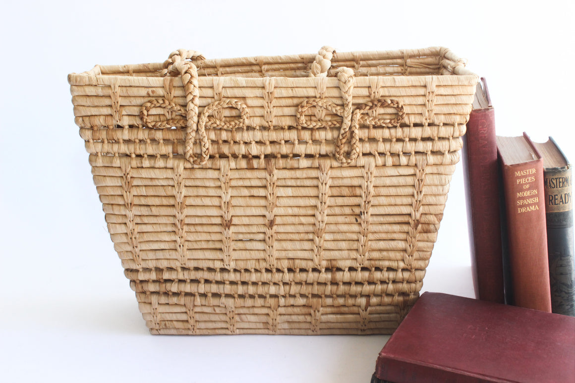 Natural Woven Hand Bag, Vintage Woven Market Bag