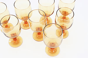 Vintage Yellow Water Goblets, Set of 8 Drinking Glasses