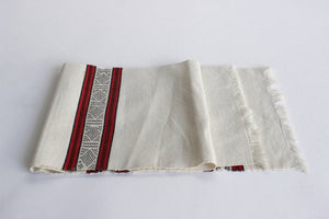 Vintage Linen Table Runner, 1970's Hand Stitched Table Runner