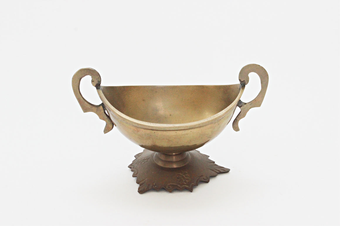 Small Brass Dish, Vintage Brass Pedestal Dish