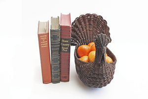 Woven Wicker Turkey Basket, Thanksgiving Table Decor