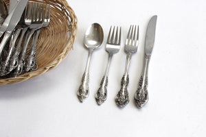 Vintage Silver Plated Flatware, Silverware Place Setting for Four
