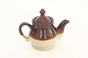 Vintage Glazed Stoneware Teapot, Small Personal Teapot