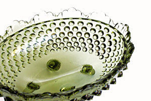 Vintage Hobnail Bowl, Green Glass Trinket Dish
