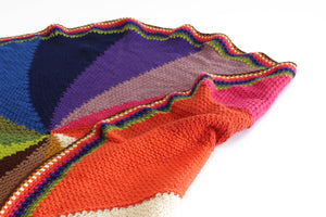 Vintage knit Blanket, Large Round Blanket, Colorful Pinwheel Floor Blanket