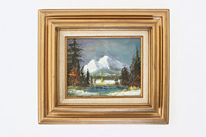 Vintage Fine Art Painting, Framed Landscape, Acrylic on Canvas, Wall Art