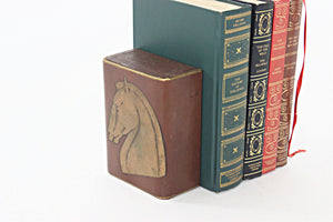 Vintage Leather Bookend, Equestrian Home Decor