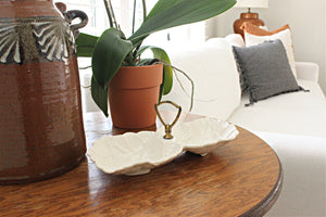 Vintage Ceramic Dish, Small White Decorative Tray