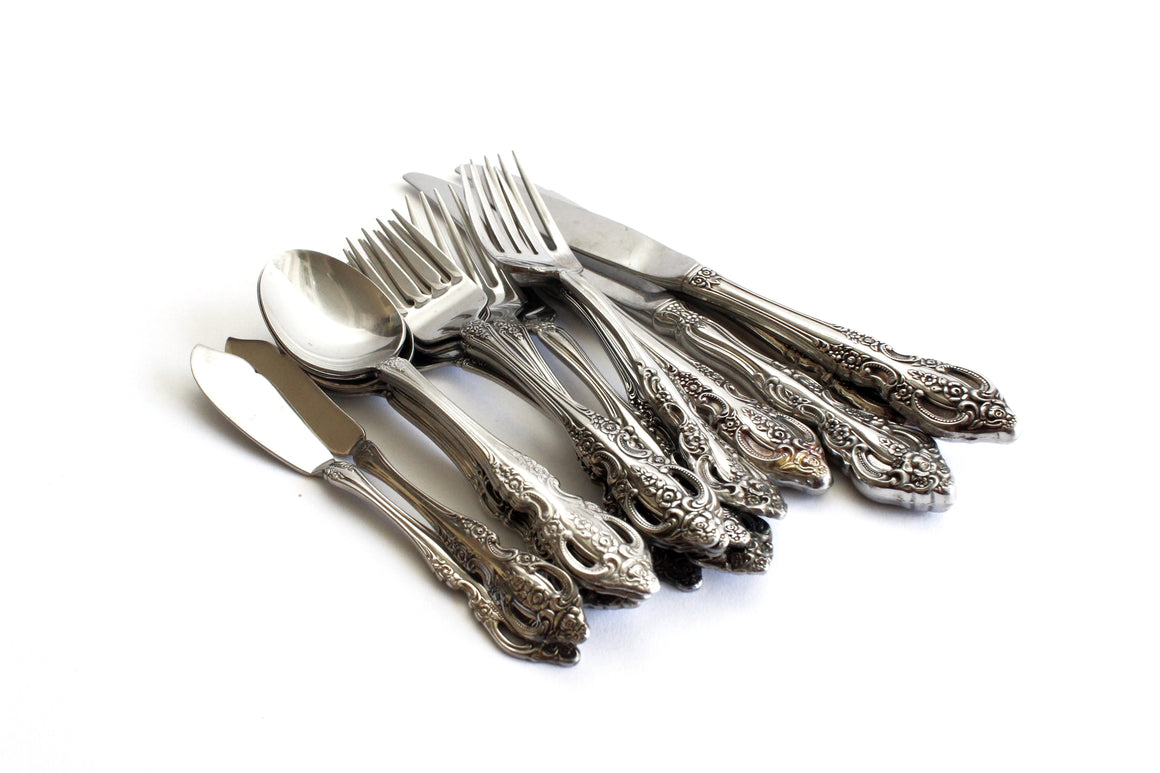 Vintage Silver Plated Flatware, Silverware Place Setting for Four