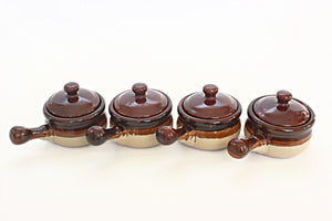 Set of 4 Vintage Stoneware Kitchen Bowls, Crock Pot Style Bowls