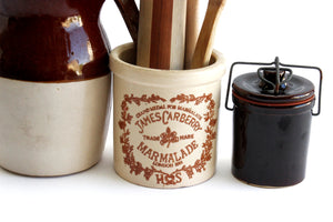 Vintage Stoneware Marmalade Jar, Kitchen Utensil Container