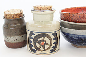 Vintage Stoneware Spice Jar, Kitchen Spice Container, Boho Home Decor