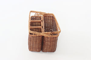 Vintage Woven Silverware Basket, Kitchen Storage Basket