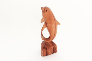 Vintage Wood Dolphin Figurine, Fine Art Hand Carved Dolphin