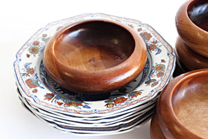 Mid Century Wood Serving Bowls, Set of 6 - 1960s  Monkey Pod Salad Bowls