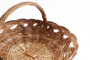 Vintage Mexican Basket, Woven Willow Basket, Kitchen Basket with Handle
