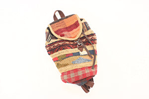 Vintage Woven Carpet Bag, Colorful Handmade Backpack, Bohemian Style Bag