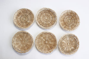 Natural Woven Paper Plate Holders, Set of 6 - Vintage Outdoor Dining Plates