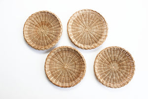 Woven Wicker Paper Plate Holders, 1970s Outdoor Dining Ware
