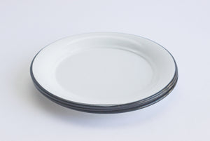 White Enamel Plates, Set of 4 Vintage Metal Camping Plates